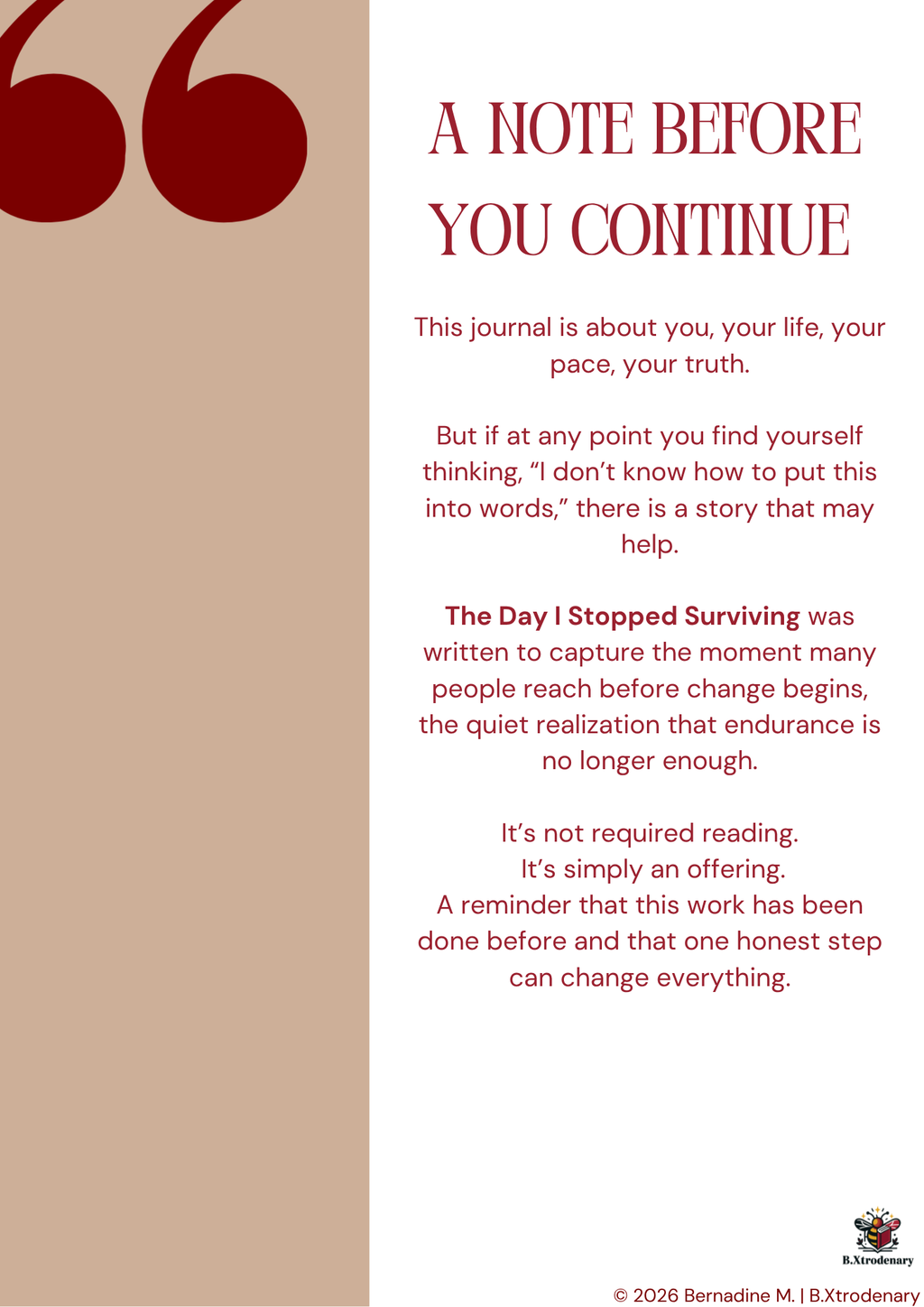B.Xtrodenary Guided Self-Coaching Workbook | Personal Growth Journal & Reflection Workbook | Digital Download