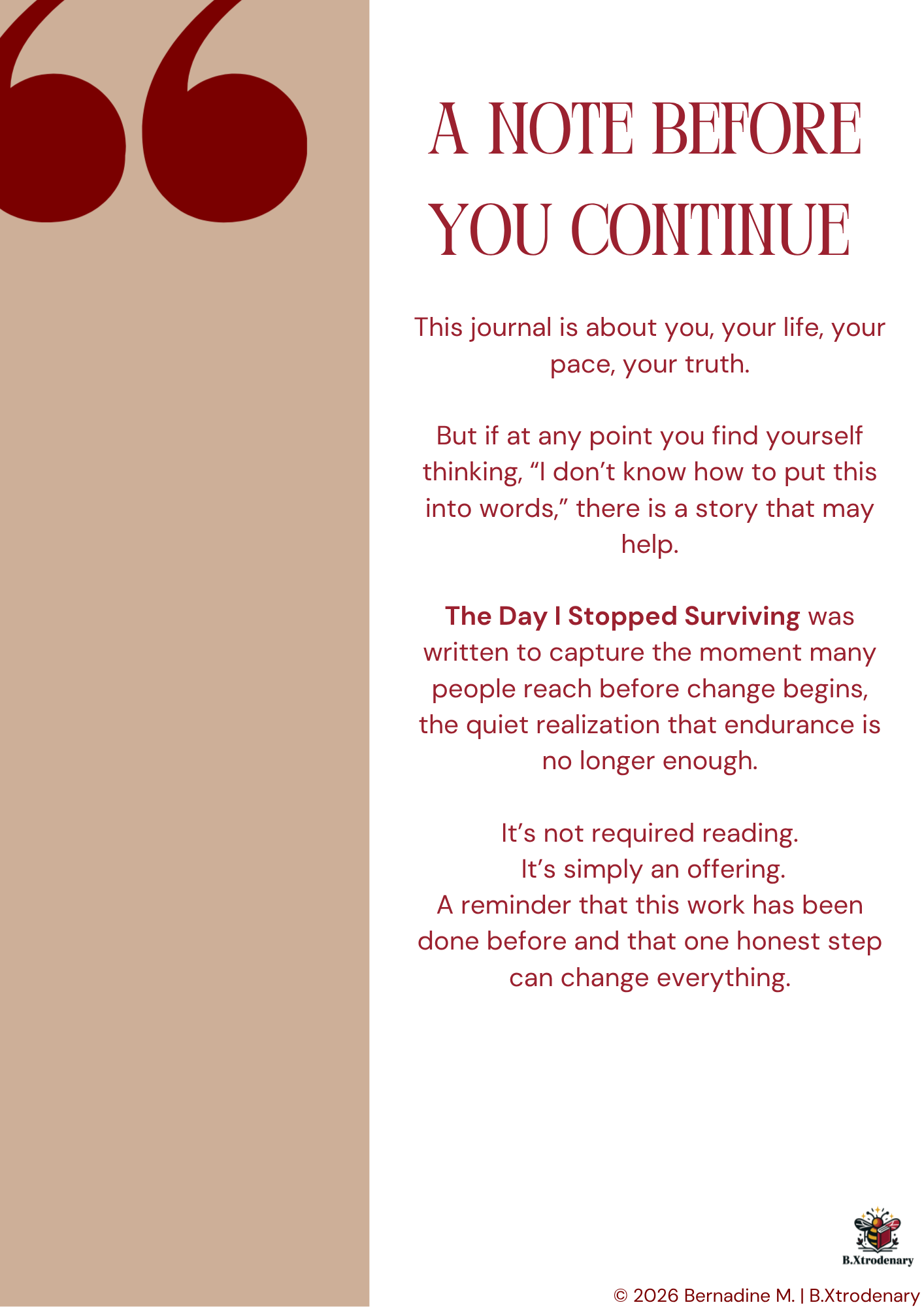 B.Xtrodenary Guided Self-Coaching Workbook | Personal Growth Journal & Reflection Workbook | Digital Download