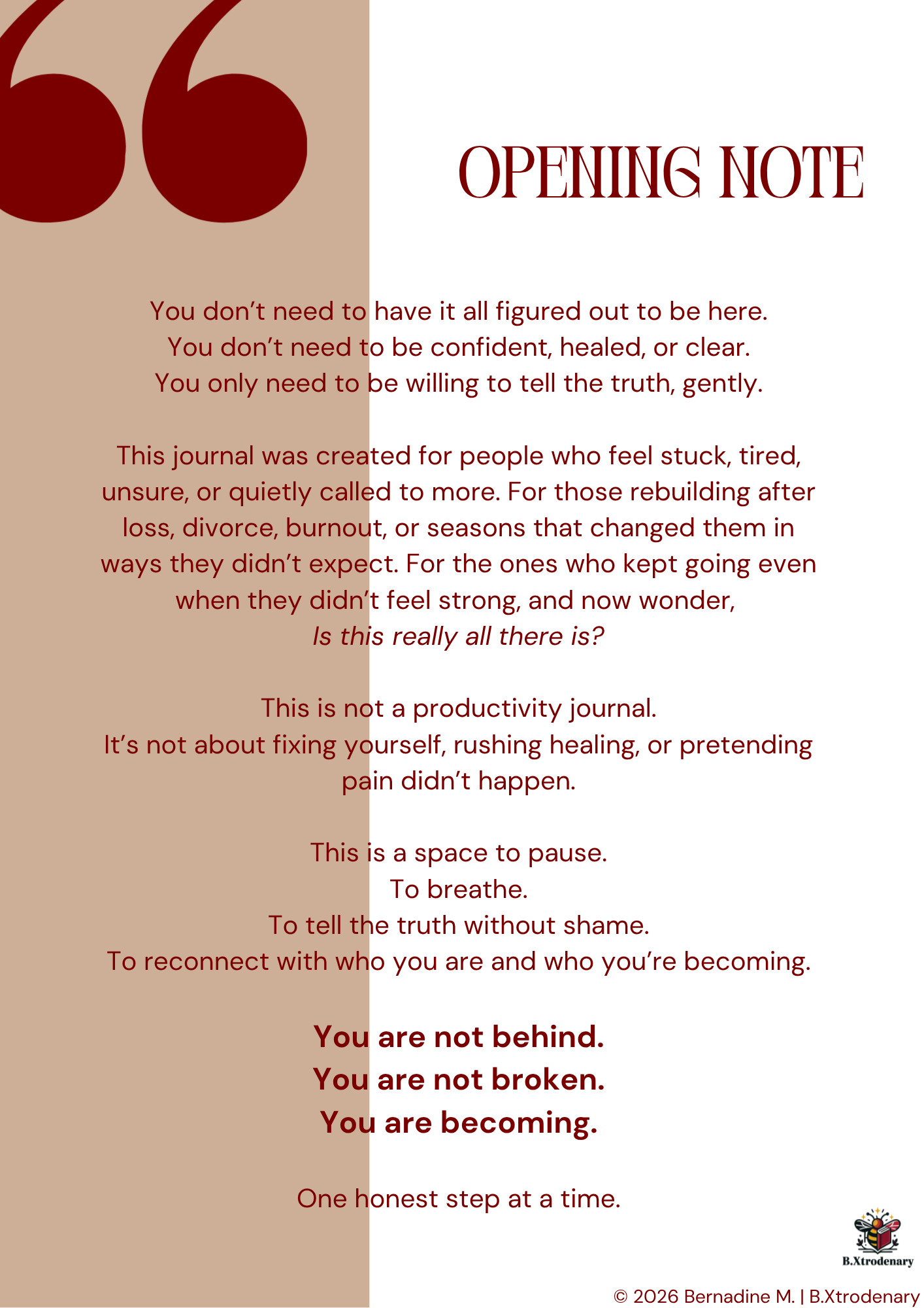 B.Xtrodenary Guided Self-Coaching Workbook | Personal Growth Journal & Reflection Workbook | Digital Download