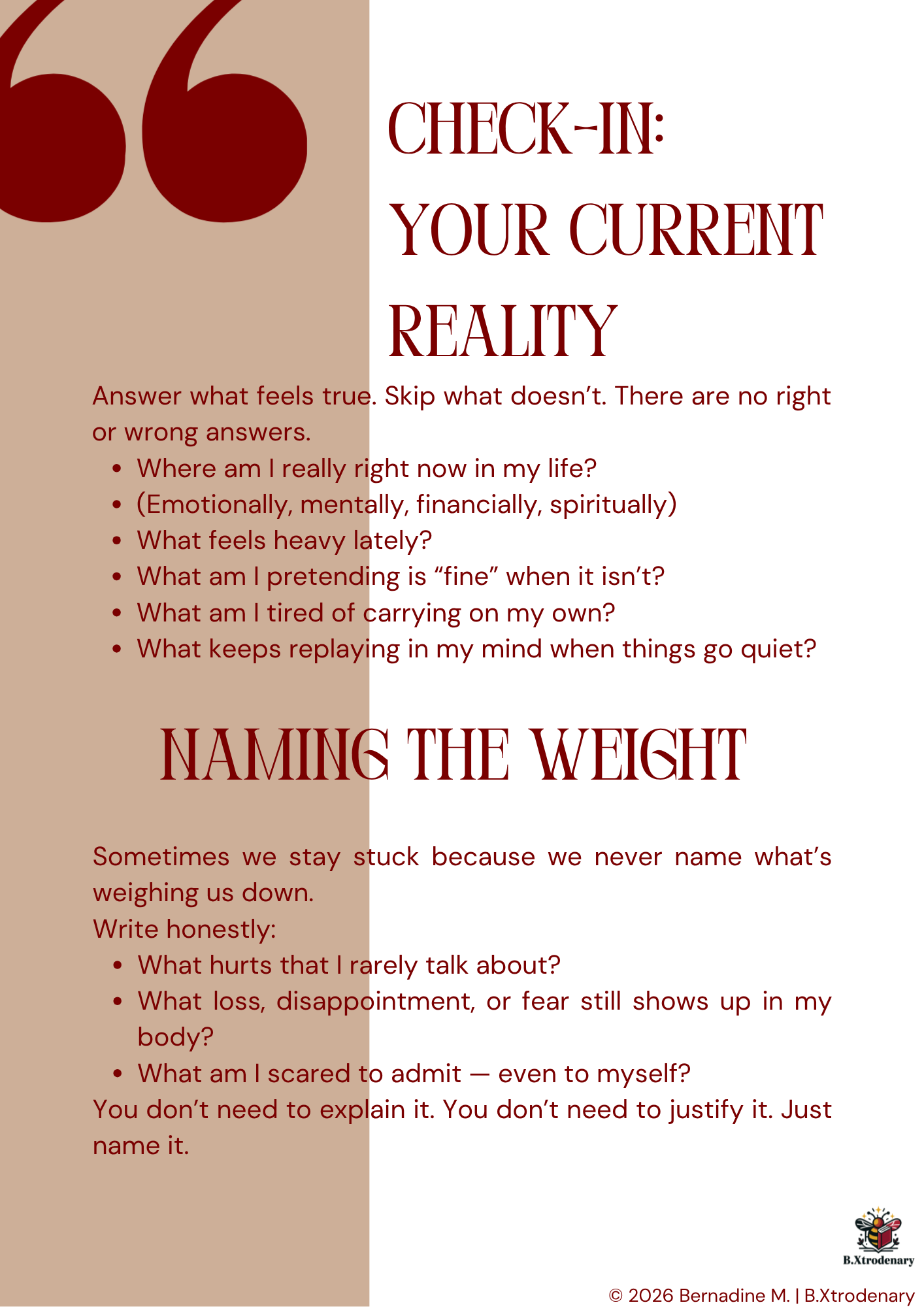 B.Xtrodenary Guided Self-Coaching Workbook | Personal Growth Journal & Reflection Workbook | Digital Download