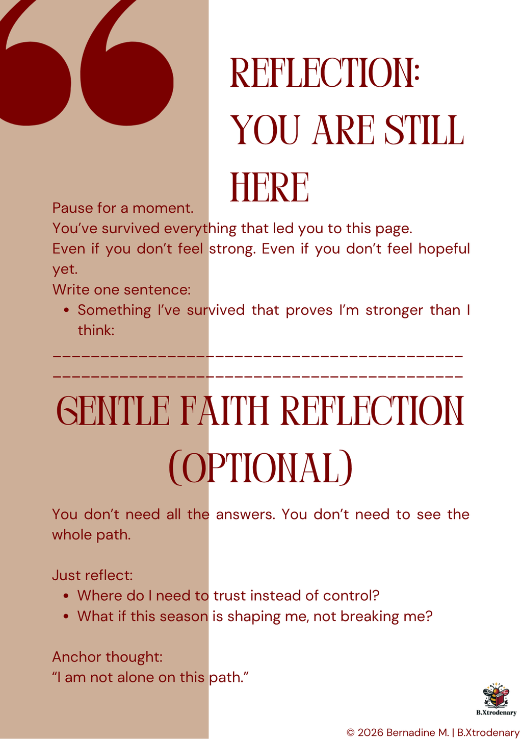 B.Xtrodenary Guided Self-Coaching Workbook | Personal Growth Journal & Reflection Workbook | Digital Download