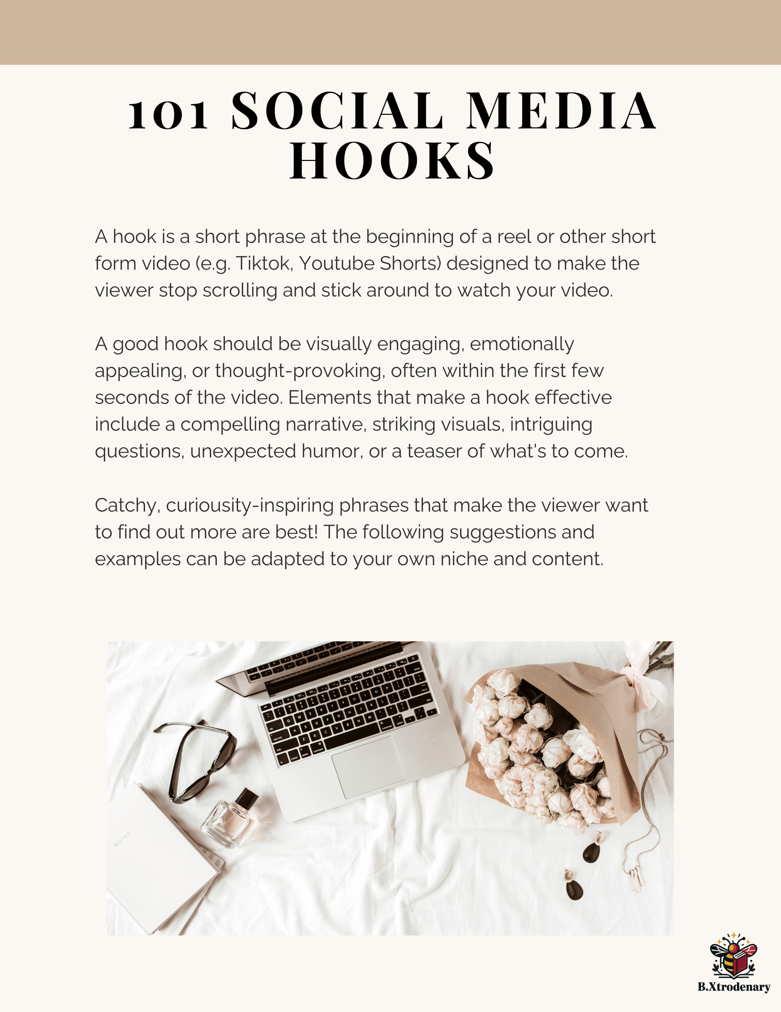 Social Media Content Guide | 100+ Hooks, 90-Day Content Plan & 300+ AI Prompts | Digital Download