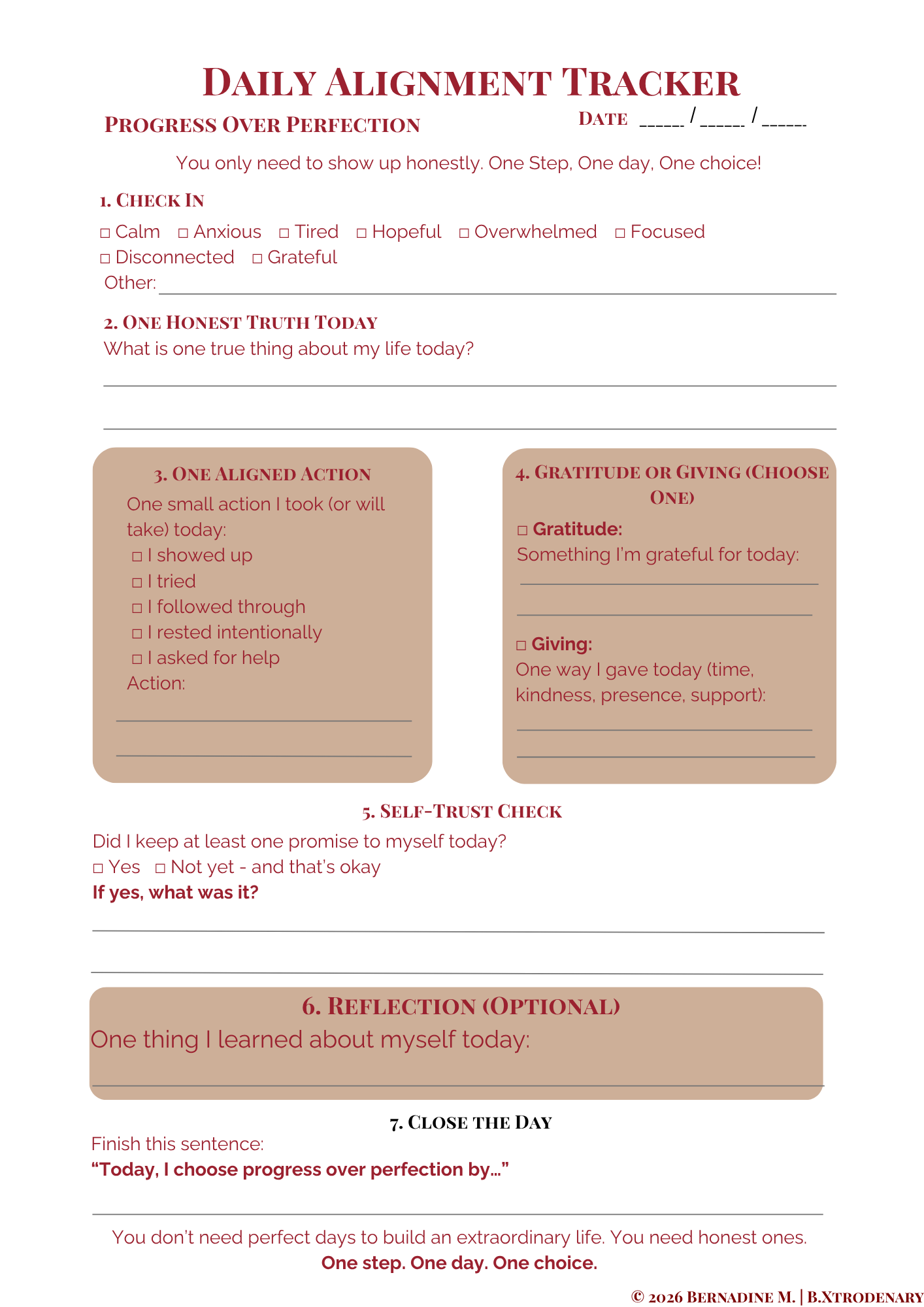B.Xtrodenary Guided Self-Coaching Workbook | Personal Growth Journal & Reflection Workbook | Digital Download